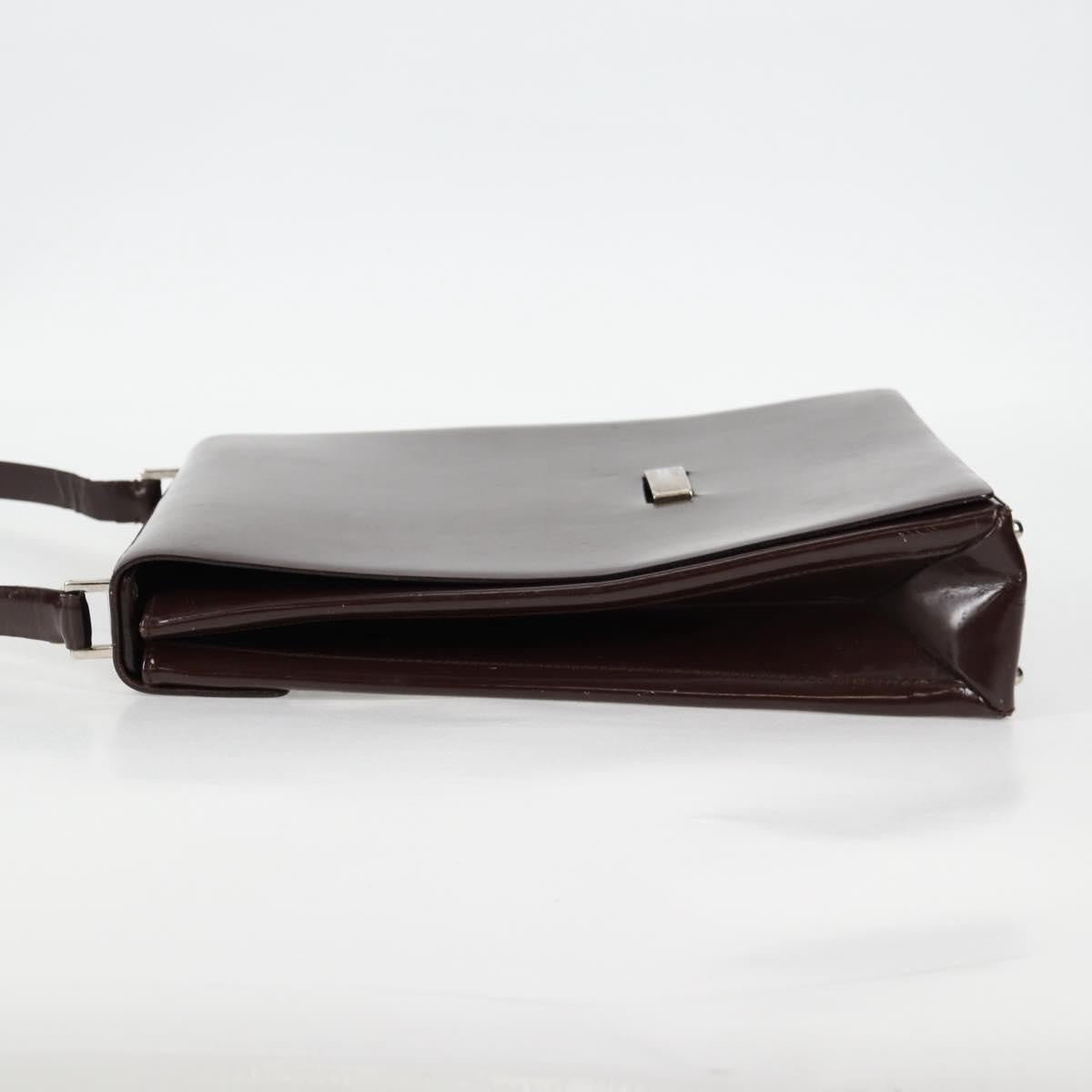 Gucci GUCCI Shoulder Bag Patent leather Brown Silver 002 2046 0433 Authentic bs26623