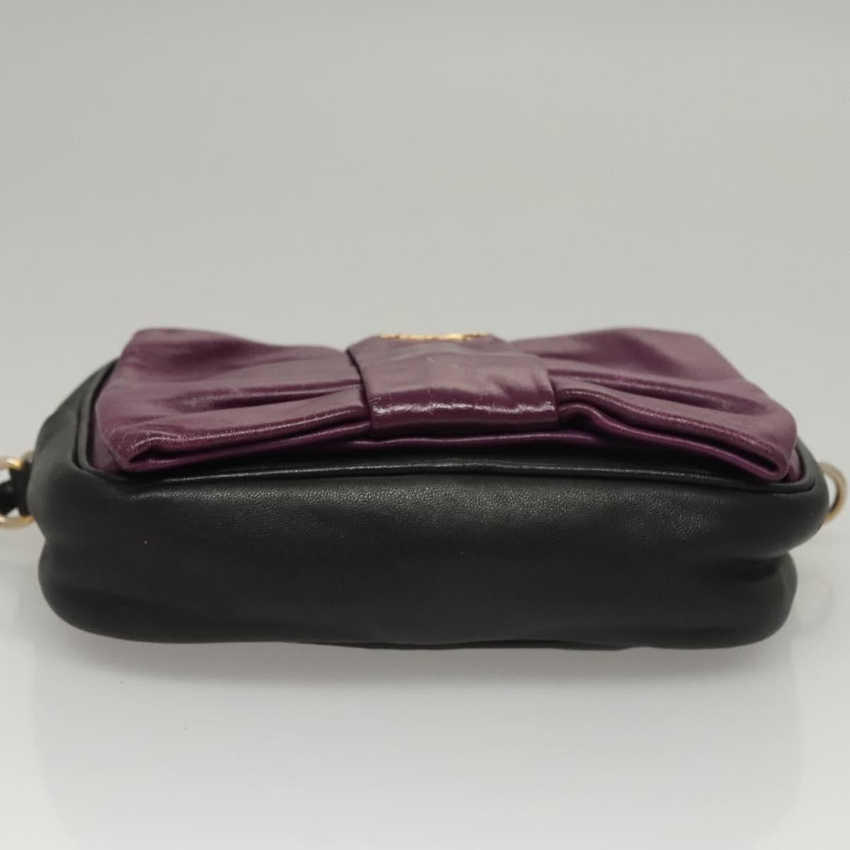Prada PRADA ribbon Shoulder Bag Leather Purple Gold Authentic 116078