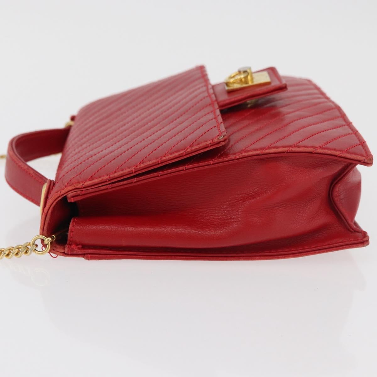 Celine CELINE Chain Shoulder Bag Leather 2way Red Gold Authentic BA13005