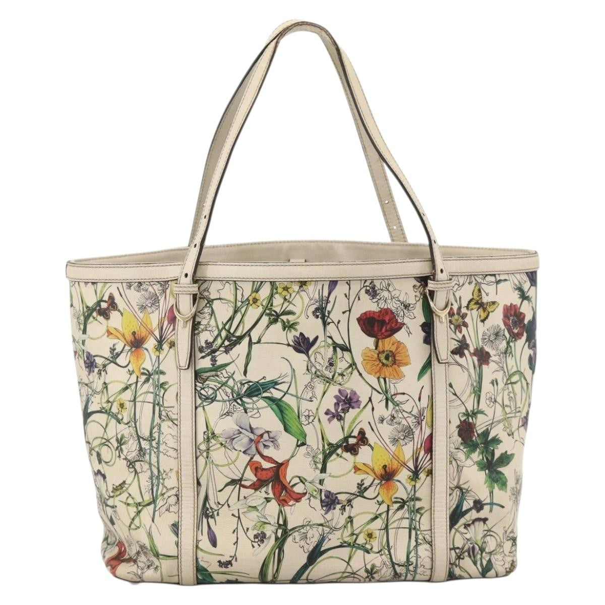 Gucci GUCCI Tote Bag PVC Ivory Gold 309613 Authentic ka3786