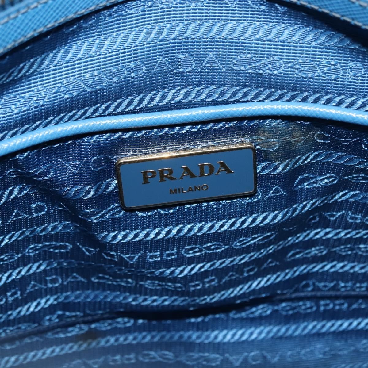 Prada PRADA Hand Bag Safiano leather Blue Gold Authentic fm4916