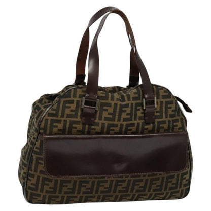 Fendi FENDI Zucca Canvas Hand Bag Black Brown Authentic ar13658
