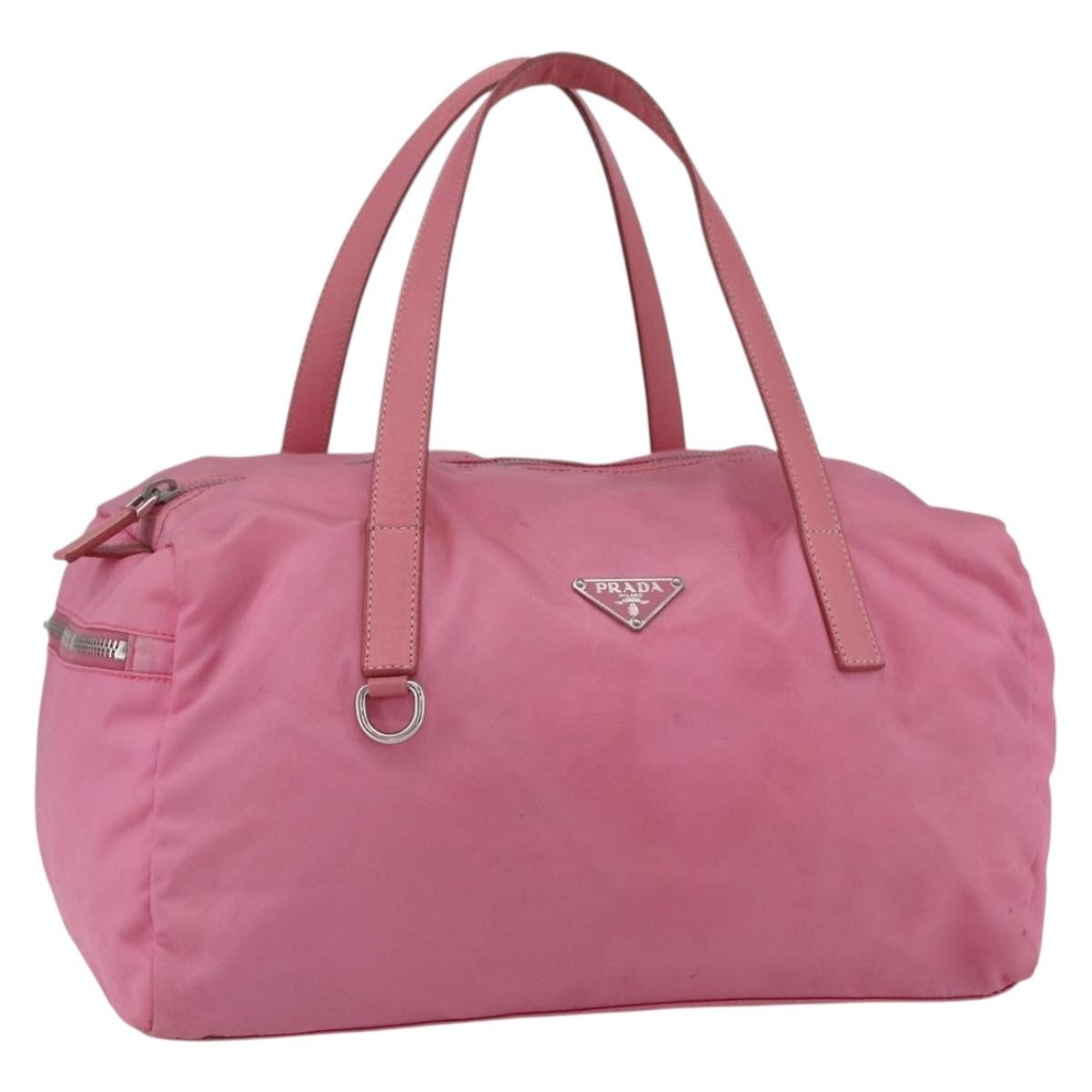 Prada PRADA Hand Bag Nylon Pink Silver Authentic 155083