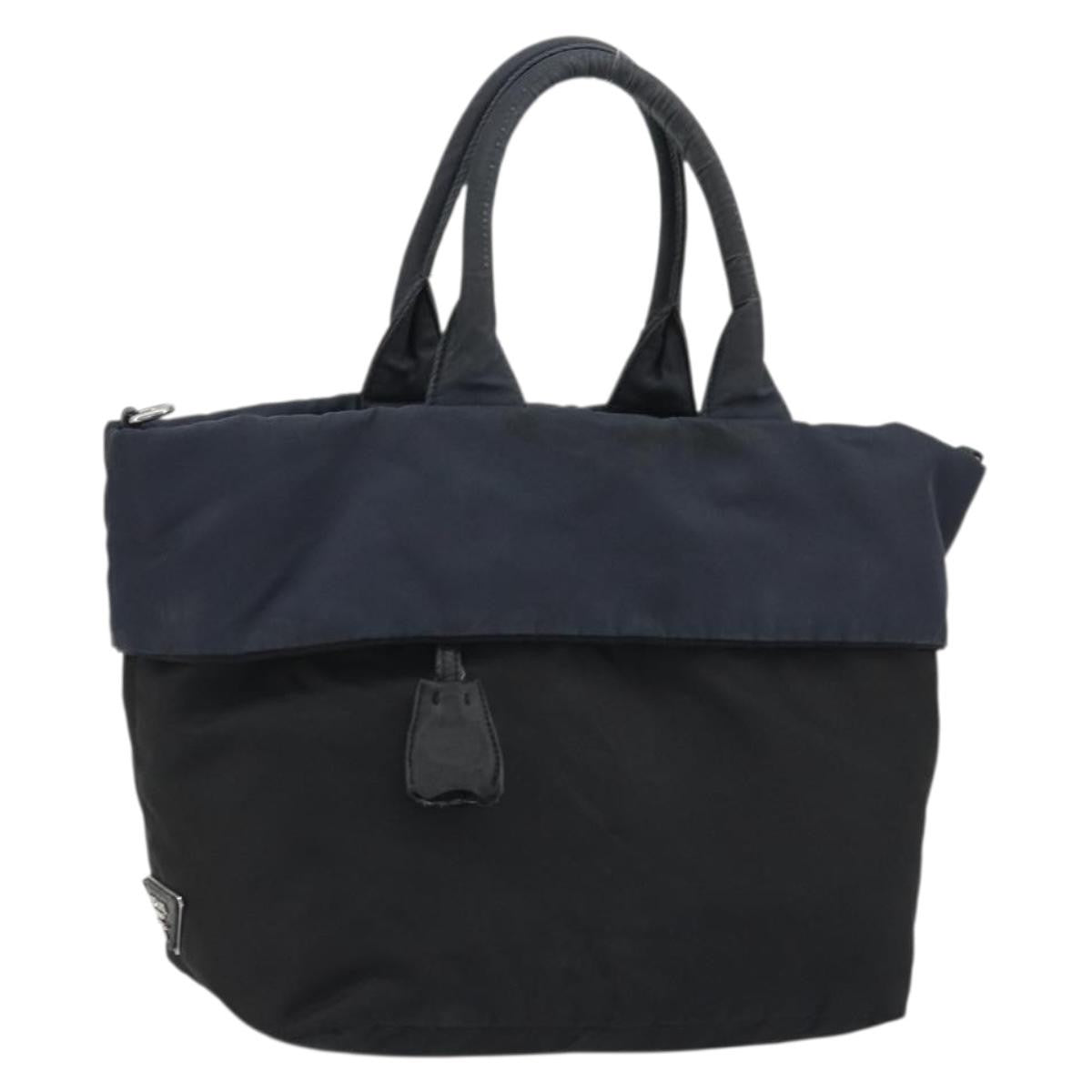 Prada PRADA Hand Bag Nylon Black Silver Authentic 175740