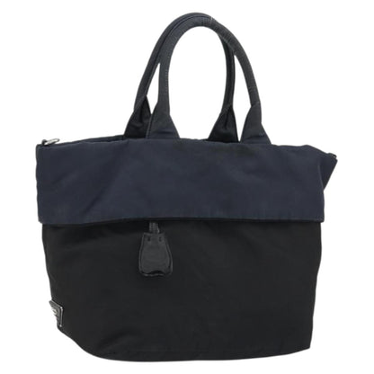 Prada PRADA Hand Bag Nylon Black Silver Authentic 175740