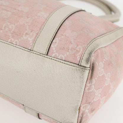 Gucci GUCCI GG Canvas Hand Bag Outlet Pink Gold 130942 Authentic 160602