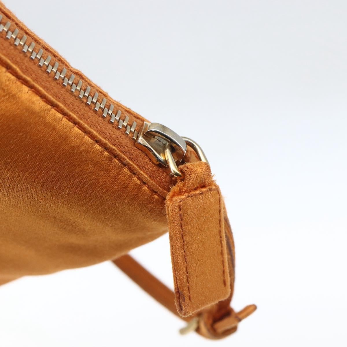 Prada PRADA Accessory Pouch Satin Orange Gold Authentic 161612 Bag