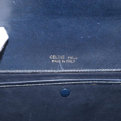 Celine CELINE Horse Carriage Shoulder Bag Leather Navy Gold Authentic 162409