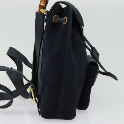 Gucci GUCCI Bamboo Backpack Suede Navy Gold 003 2034 0030 Authentic ep10733 Bag