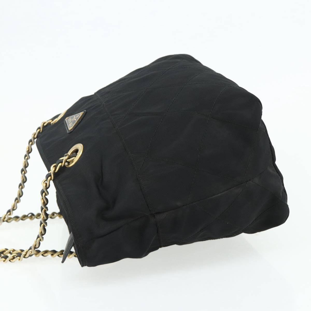 Prada PRADA Chain Tote Bag Nylon Black Gold Authentic 178129