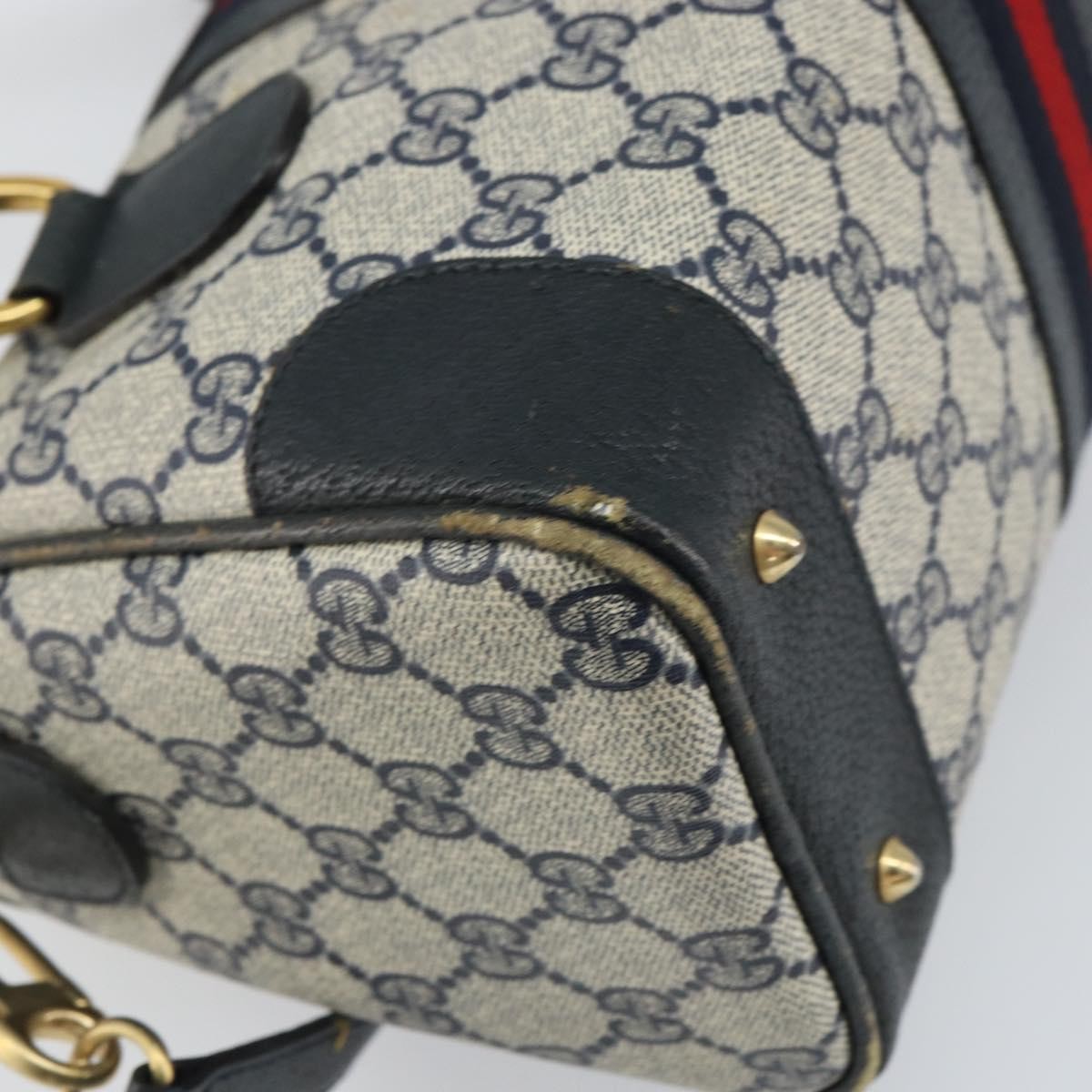 Gucci GUCCI GG Supreme Sherry Line Bag PVC 2way Navy Red gold 002 39 0069 Authentic ep12291
