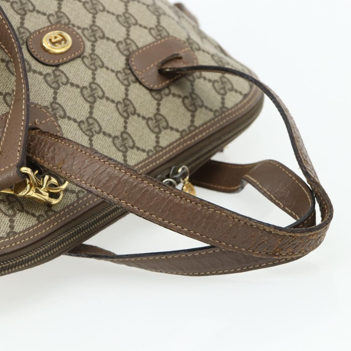 Gucci GUCCI GG Supreme Hand Bag PVC 2way Beige Gold Authentic 179199