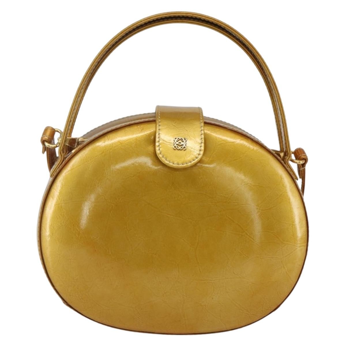 Loewe LOEWE Hand Bag Patent leather 2way Gold Authentic ka527