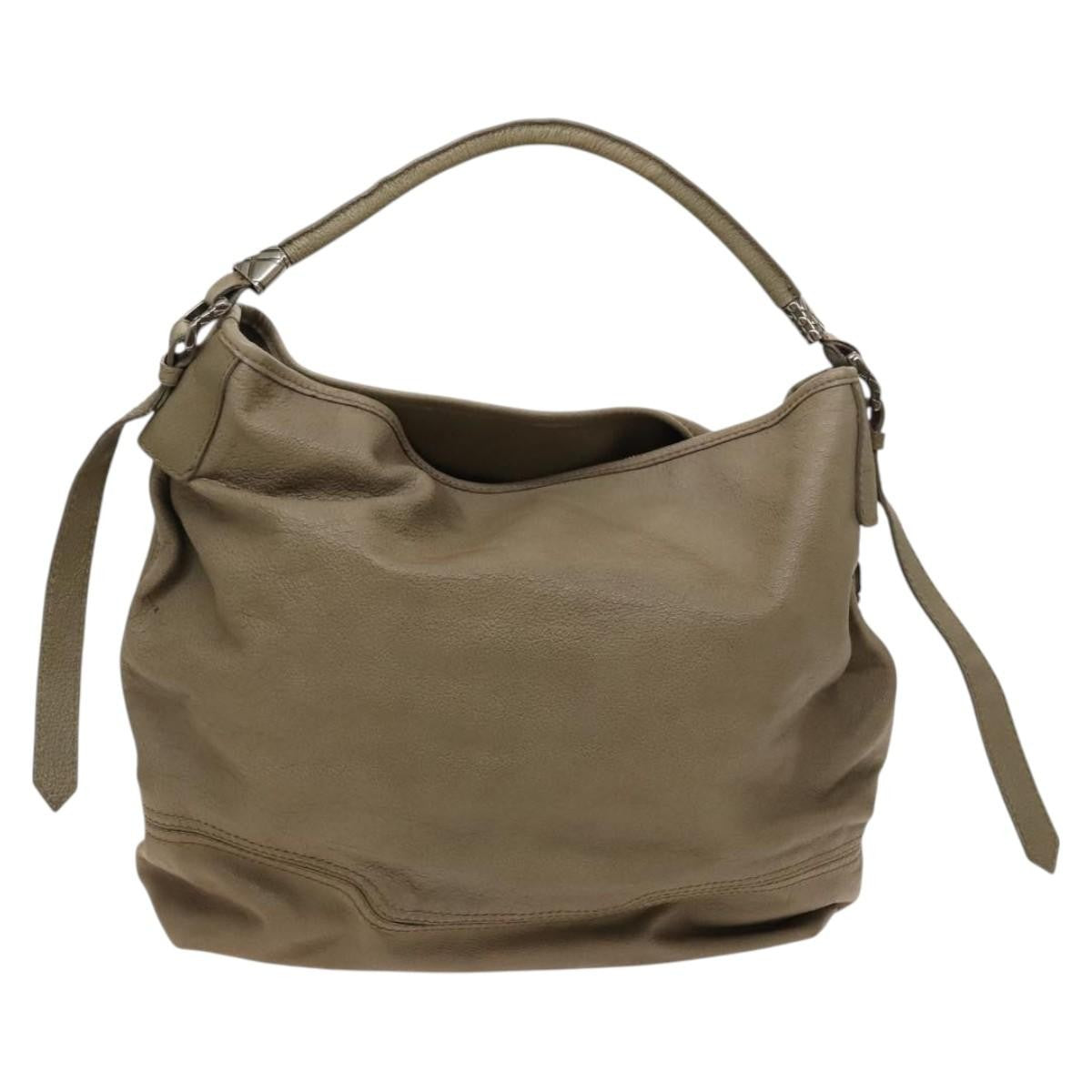 Burberry BURBERRY Shoulder Bag Leather Beige Authentic 119364