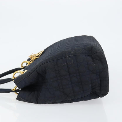 Dior Christian Dior Canage Hand Bag Nylon Navy Gold Authentic gh1098
