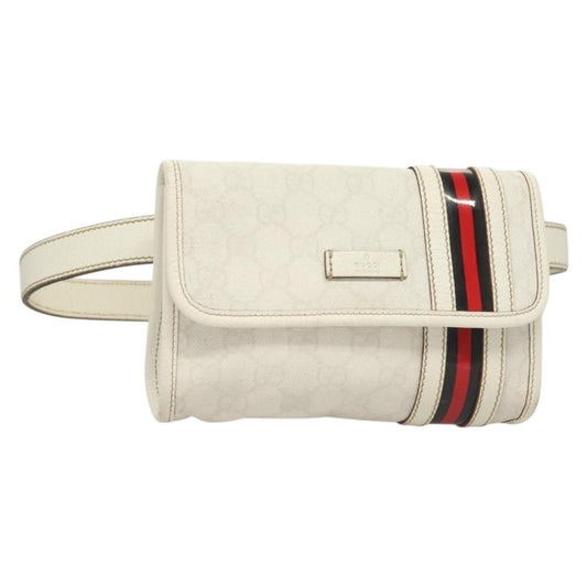 Gucci GUCCI GG Supreme Sherry Line Waist bag PVC White Gold 1669 Authentic bs28457