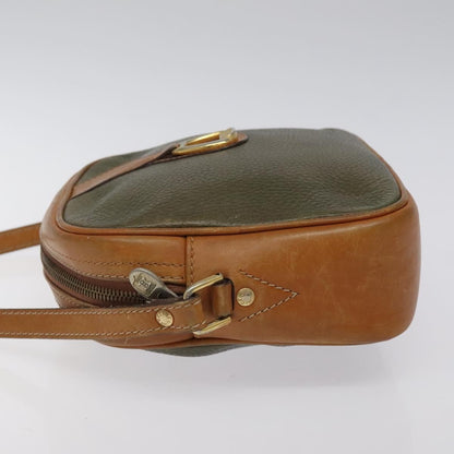 Celine CELINE Shoulder Bag Leather Khaki Gold Authentic bs25384
