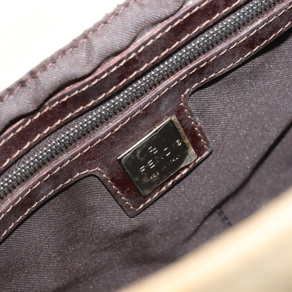 Fendi FENDI Zucca Canvas Mamma Baguette Shoulder Bag Beige Silver Authentic 162335