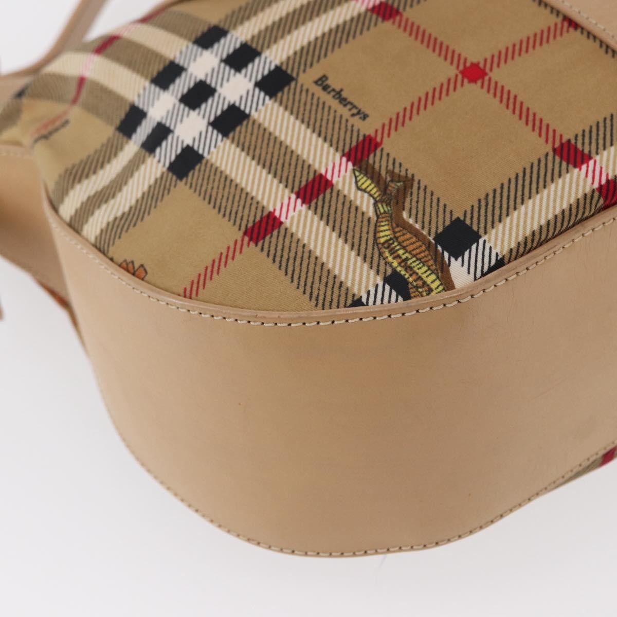 Burberrys Burberrys Nova Check Shoulder Bag Nylon Beige Gold Authentic 153830