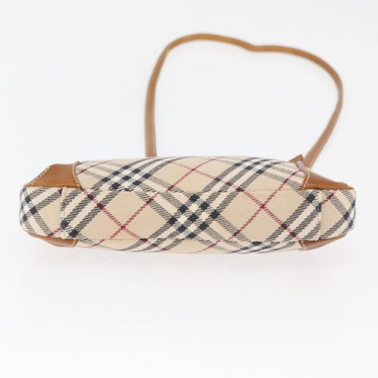 Burberry BURBERRY Nova Check Blue Label Shoulder Bag Canvas Beige Silver Authentic 179380A