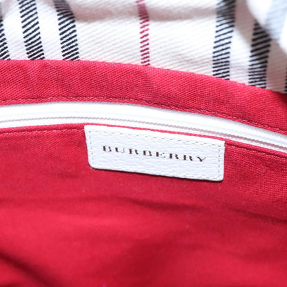 Burberry BURBERRY Blue Label Hand Bag Canvas Leather Red White Silver Authentic 113132