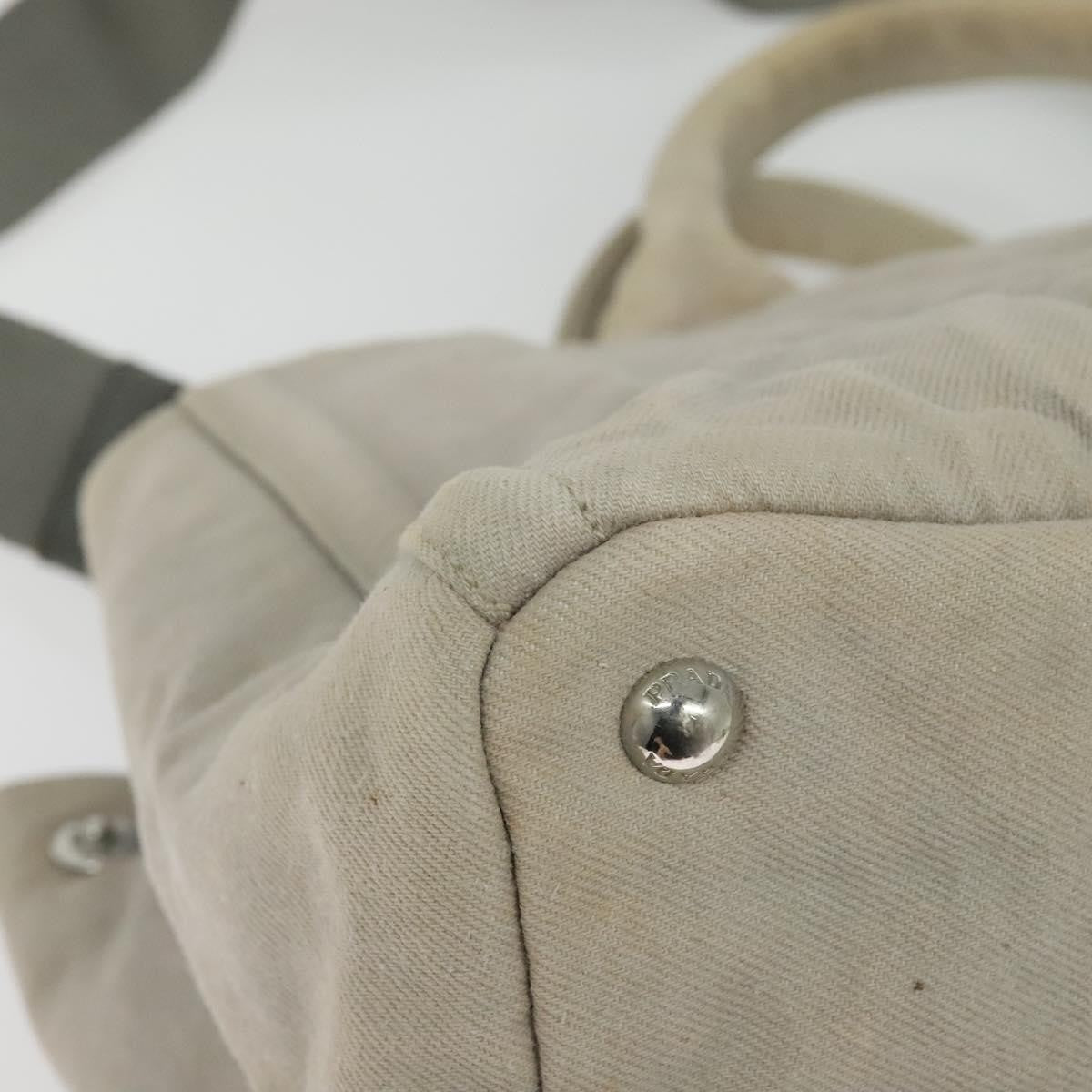 Prada PRADA Bijoux Kanapa MM Tote Bag Canvas 2way Gray Authentic 140797