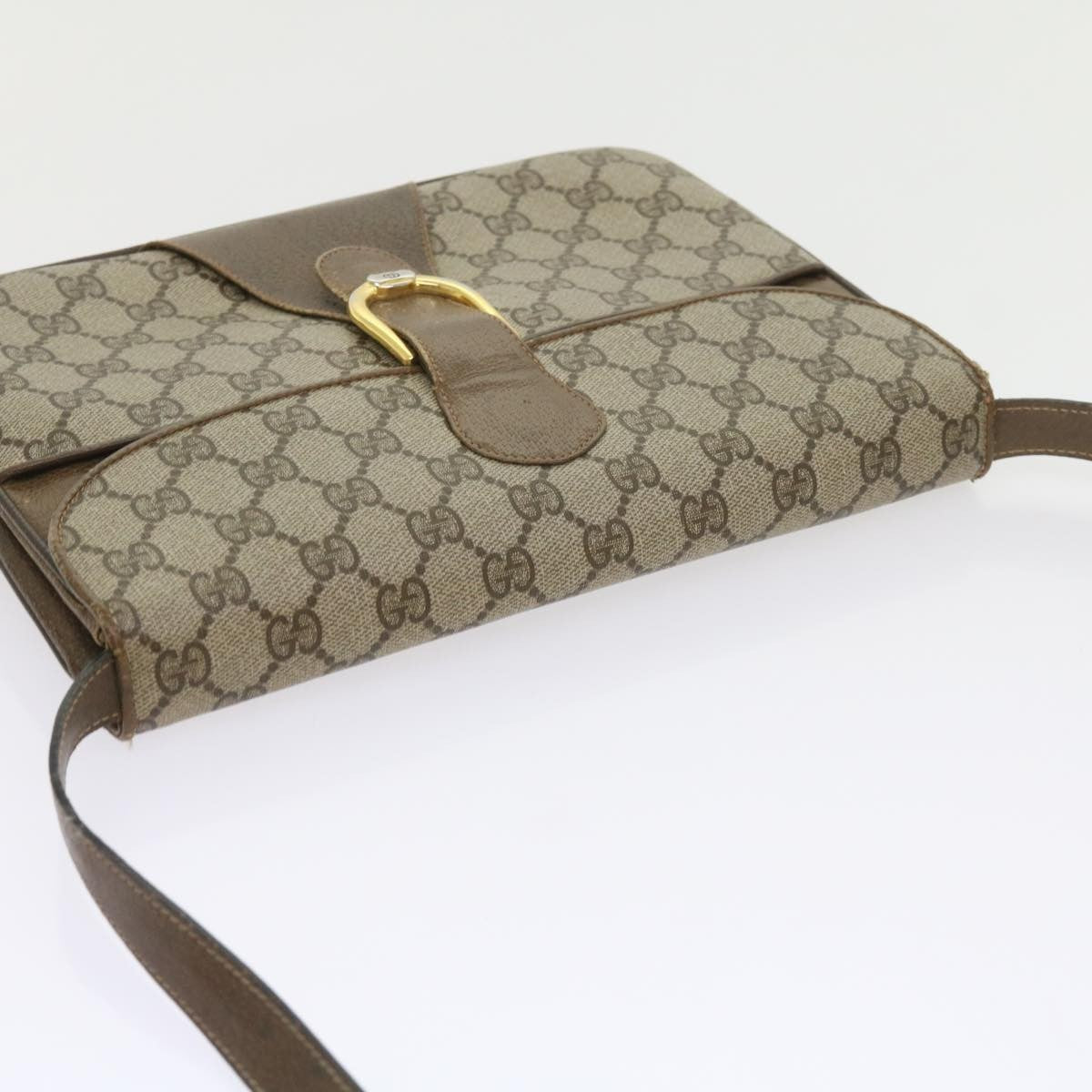 Gucci GUCCI GG Supreme Shoulder Bag PVC Leather Beige Authentic th4221
