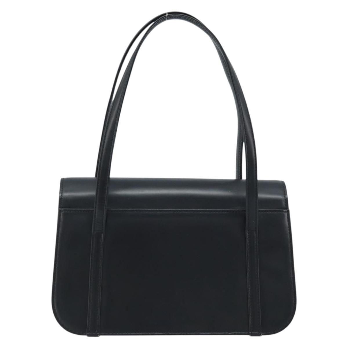 Burberrys Burberrys Nova Check Hand Bag Leather Black Silver Authentic ep13393