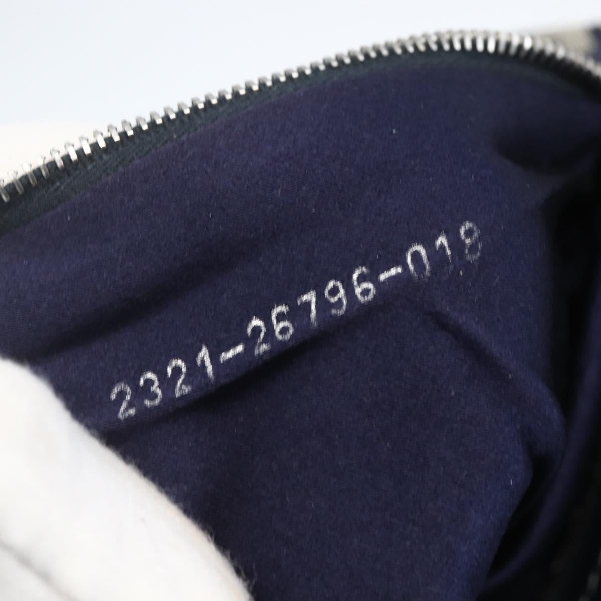 Fendi FENDI Zucchino Canvas Shoulder Bag Navy Silver Authentic 159737