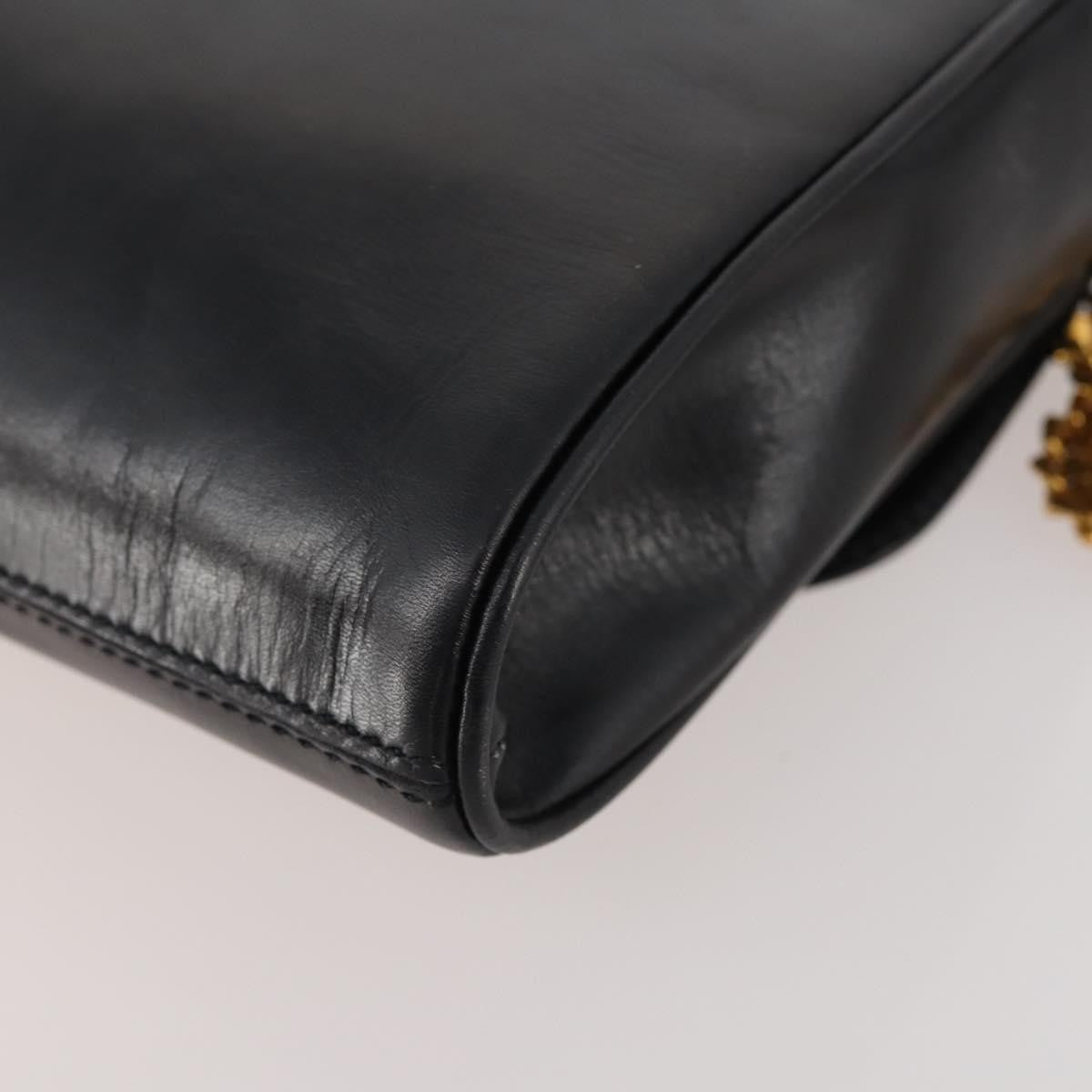 Celine CELINE Chain Shoulder Bag Leather Black Gold Authentic BAZ281