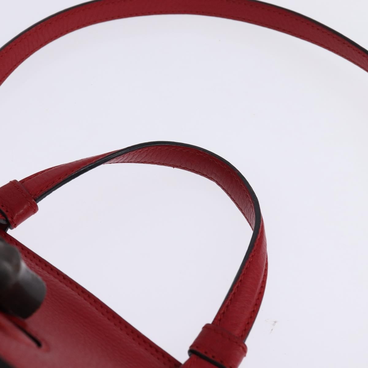 Gucci GUCCI Bamboo Daily Hand Bag Leather 2way Red Silver 392013 Authentic BA6241