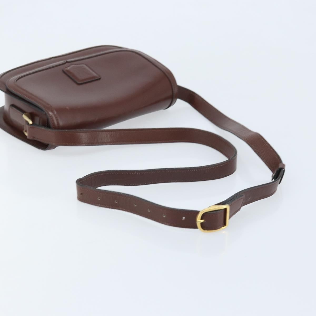 Celine CELINE Shoulder Bag Leather Brown Gold Authentic YKZ128