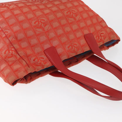Chanel CHANEL New Travel Line Tote Bag Nylon Red Silver CC Authentic BA12813