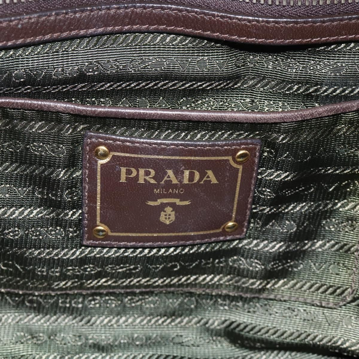 Prada PRADA Hand Bag Nylon 2way Green Gold Authentic YKZ1101