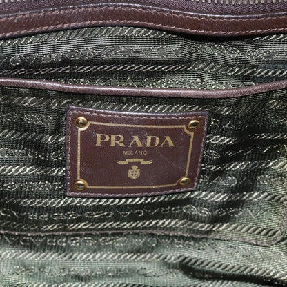 Prada PRADA Hand Bag Nylon 2way Green Gold Authentic YKZ1101