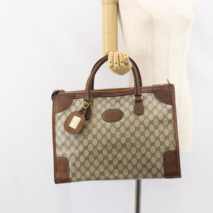 Gucci GUCCI GG Supreme Boston Bag PVC Old Gucci Beige Gold Authentic 158499
