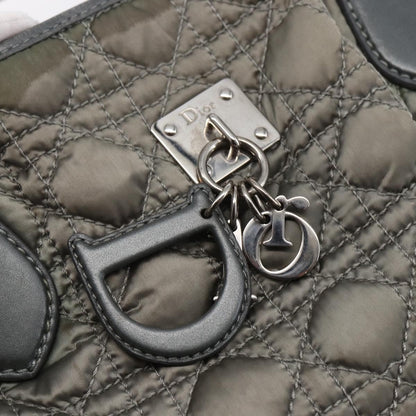 Dior Christian Dior Canage Hand Bag Nylon Gray Silver Authentic 147959