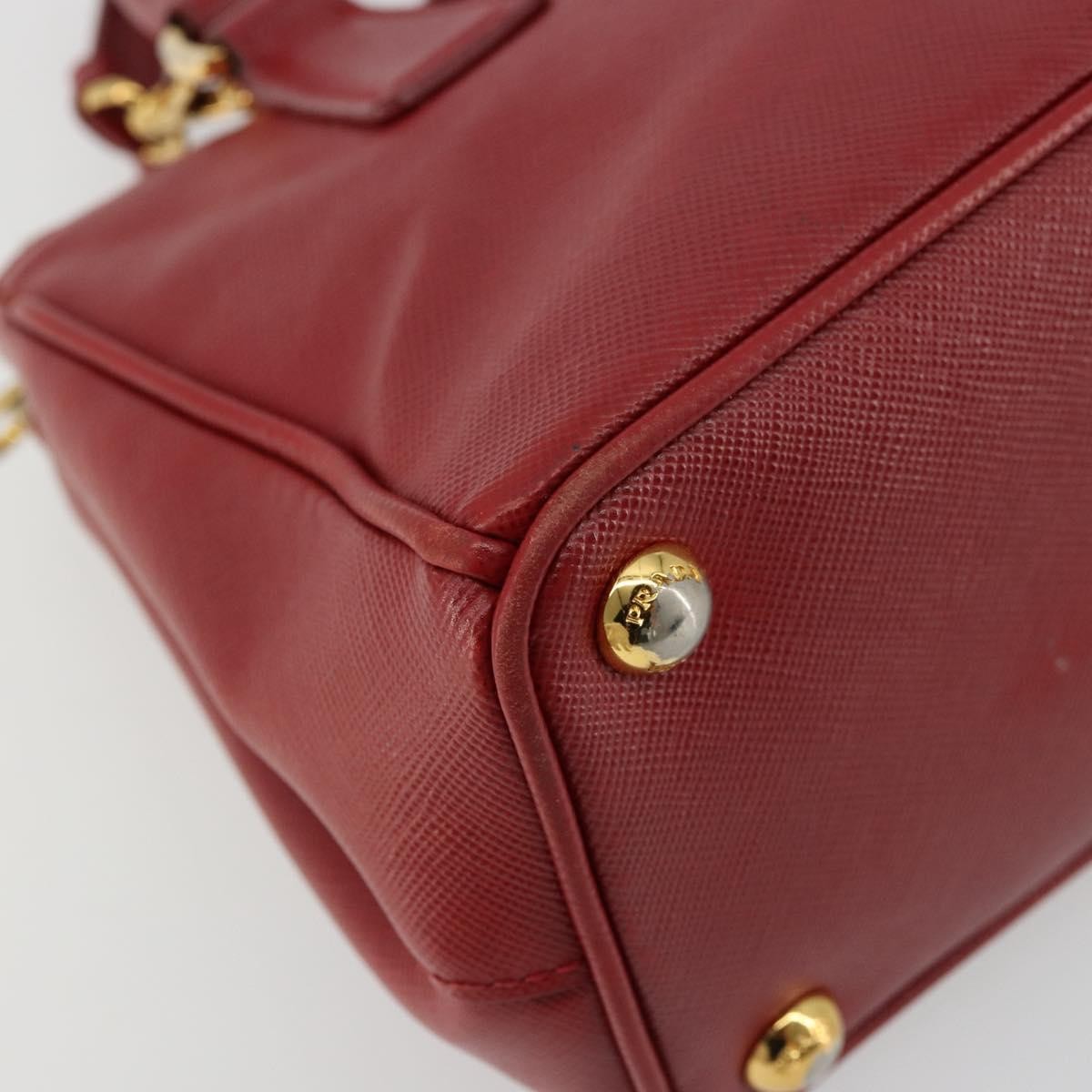 Prada PRADA Hand Bag Safiano leather 2way Red Gold Authentic 179933