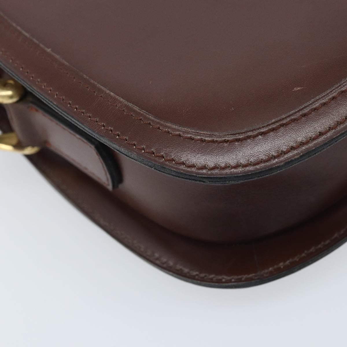 Celine CELINE Shoulder Bag Leather Brown Gold Authentic YKZ128