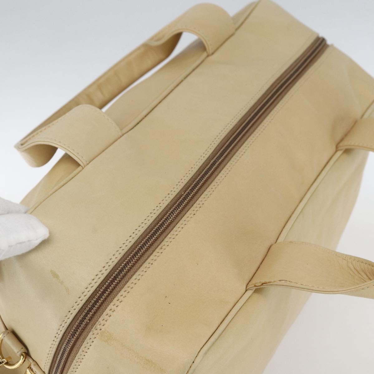 Gucci GUCCI Bamboo Hand Bag Leather 2way Beige Gold Authentic bs31889