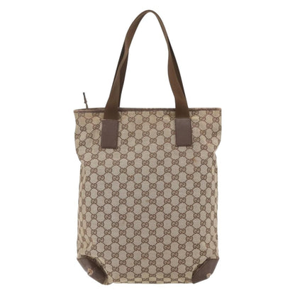 Gucci GUCCI GG Canvas Tote Bag Beige Silver 28892 Authentic 162386