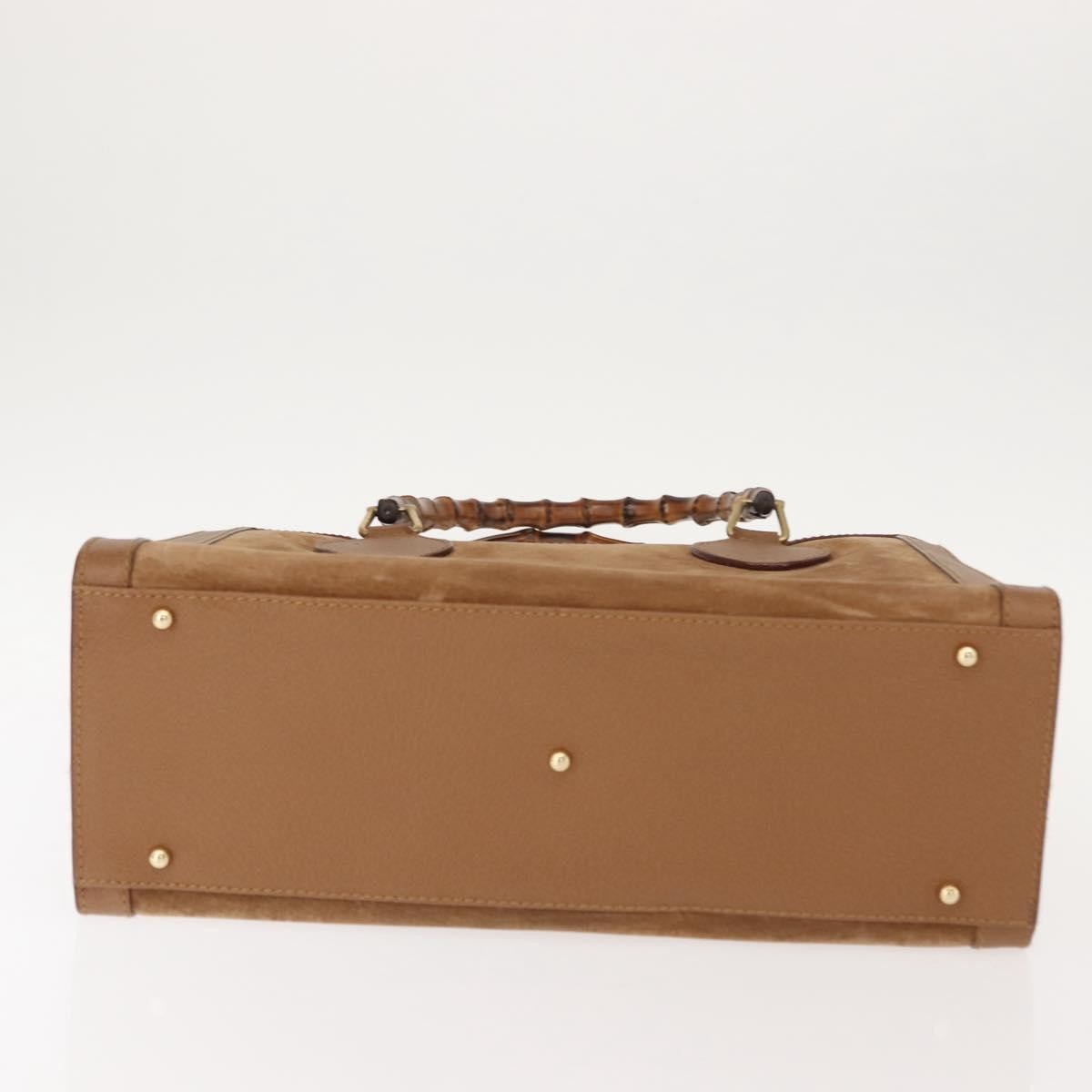 Gucci GUCCI Bamboo Hand Bag Suede Leather Beige Gold 002 123 0260 Authentic ep11567