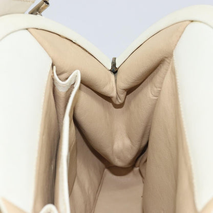 Gucci GUCCI Hand Bag Leather White Silver Authentic 170514