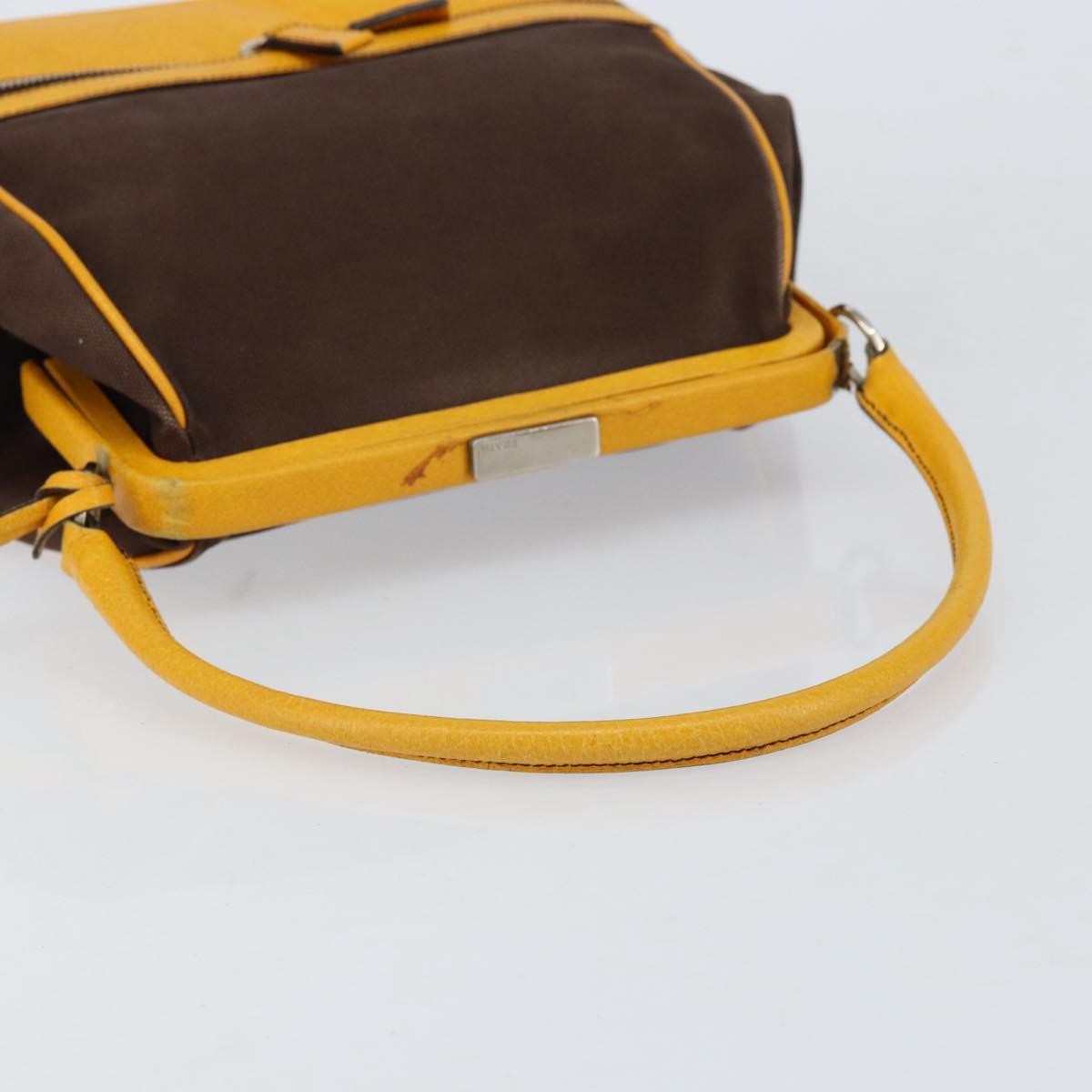 Prada PRADA Hand Bag Canvas Yellow Brown Authentic 154533