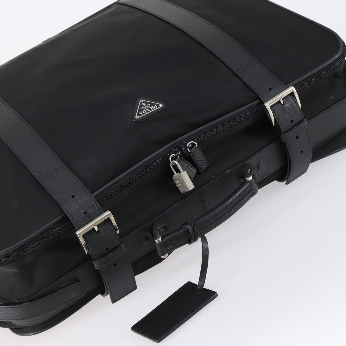 Prada PRADA Trunk Nylon Black Silver Authentic am9650 Bag