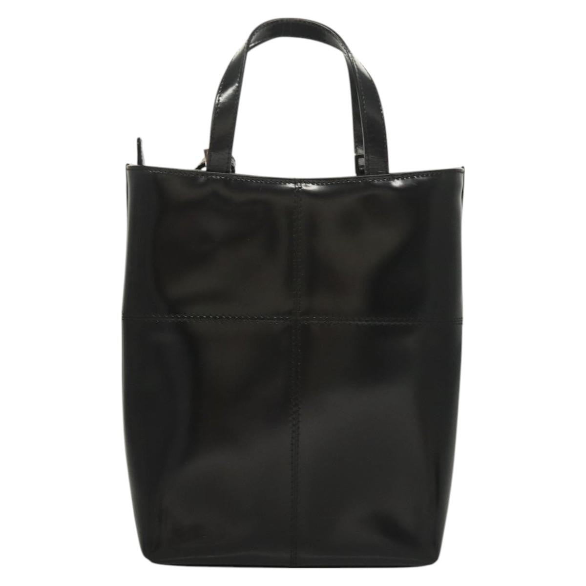 Gucci GUCCI Hand Bag Enamel 2way Black Gold 000 2113 0553 Authentic ti3137