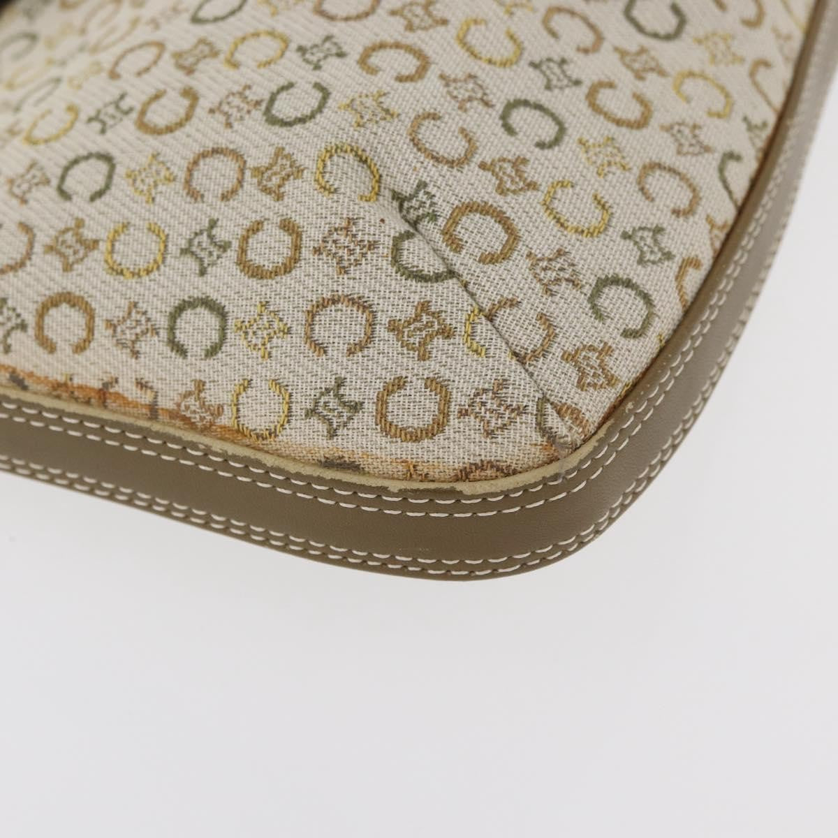 Celine CELINE C Macadam Canvas Shoulder Bag Beige Silver Authentic 176486A