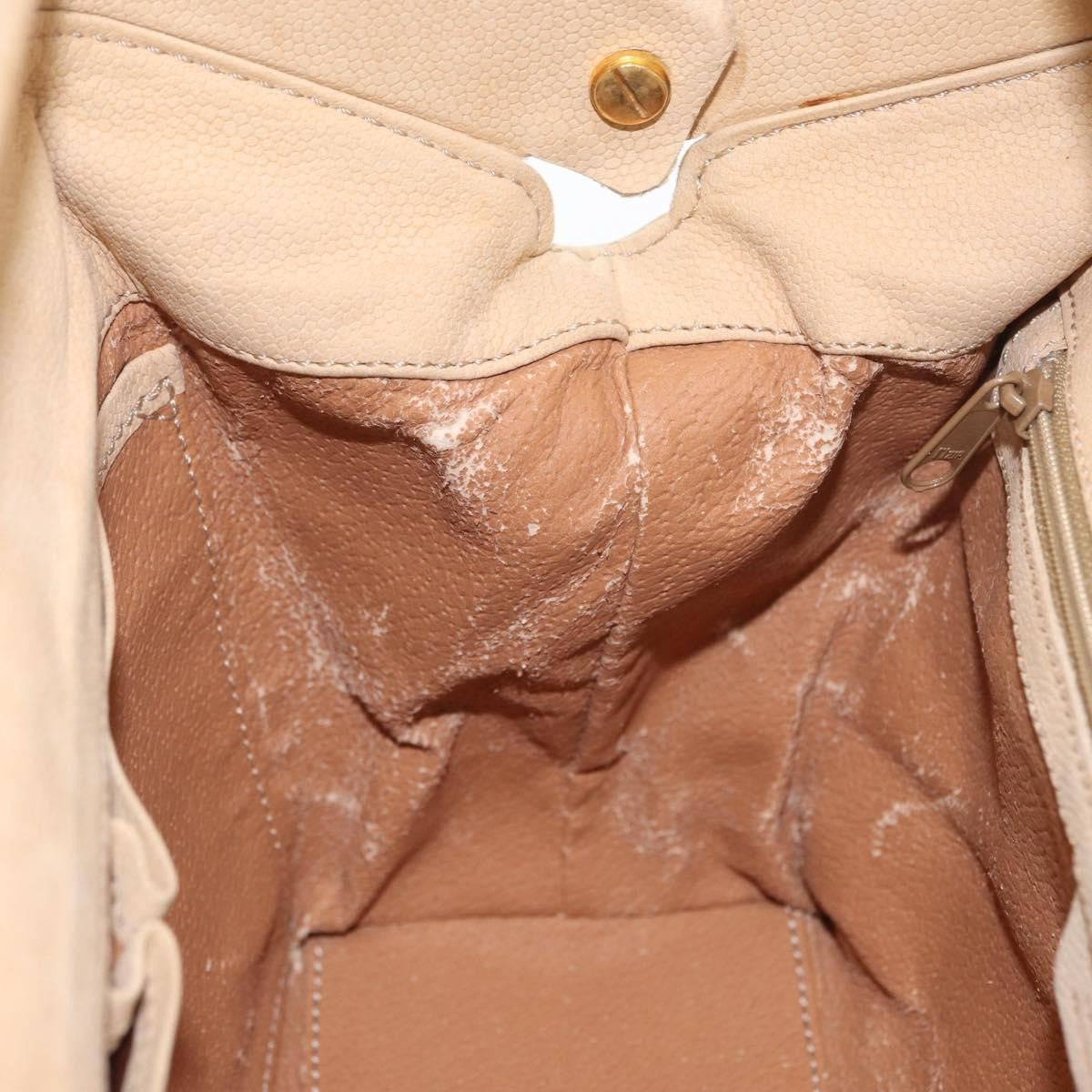 Celine CELINE Hand Bag Leather 2way Beige Gold Authentic 166991