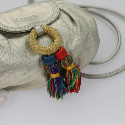 Loewe LOEWE Fringe Shoulder Bag Leather Silver tone Authentic 99979