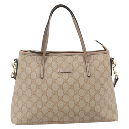 Gucci GUCCI GG Supreme Tote Bag PVC 2way Beige Gold 353440 Authentic 178185